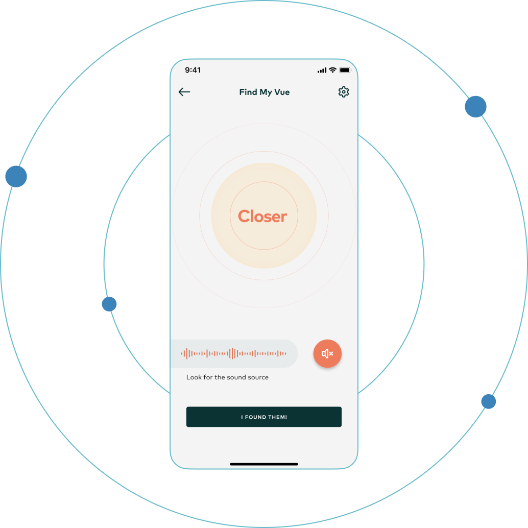 Find My Vue location map display on mobile smartphone interface