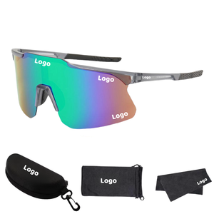 Wholesale One Piece Windproof Cycling Sports Sunglasses Unisex Sun Glasses Custom Logo PC Frame Mirrored Lenses UV Protection