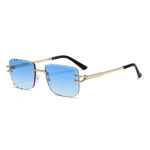 Classic Rimless Sunglasses Diamond Cutting Inspired Luxury Glasses