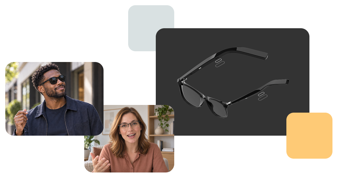 Directional open ear sound micro speakers in Vue Lite 3 smart glasses